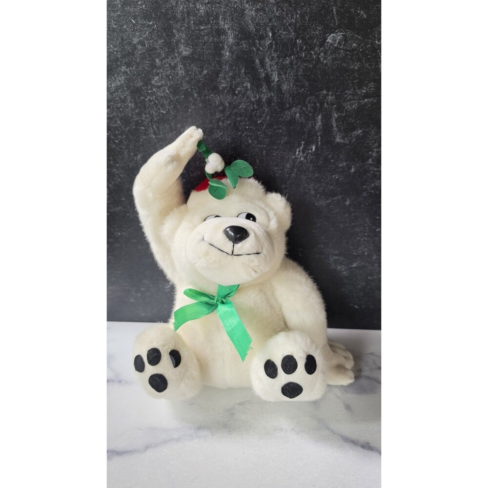 Toybox Christmas Mistletoe Teddy Bear Vintage READ Description